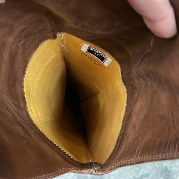 Frye Kendall Distressed Over The Knee Riding Boots Brown Leather Heeled Sz 5.5 - Picture 15 of 16